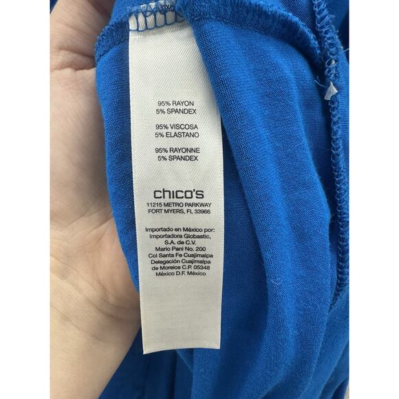Chicos Womens Shirt Size 2 (Medium) Blue Long Sleeve Zipper Shoulder - Picture 5 of 11